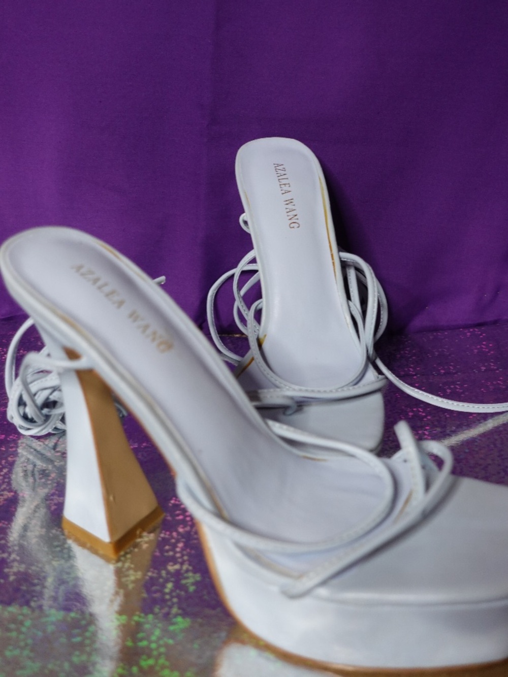 Azalea Wang Gabby light blue Ankle Tie Y2K Platforms sz 7.5
